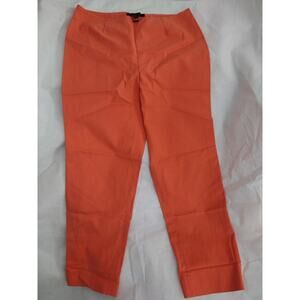 Lafayette 148 New York Pants Womens Sz 8 Orange Stretch Cropped Ankle Capri